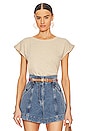 view 1 of 4 Boatneck Cuffed Sleeve Cropped Tee in Sandy