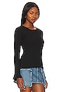view 2 of 4 Ribbed Bell Sleeve Top in Black