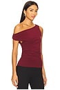 view 2 of 4 Twist Off The Shoulder Top in Dark Port