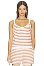 view 1 of 5 V-neck Cami Top in Coral Stripe