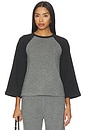 view 1 of 4 Color Block 3/4 Sleeve Raglan in Charcoal & Black