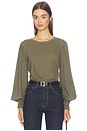 view 1 of 4 Smocked Cuff Rib Neck Tee in Troops