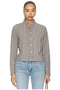 view 1 of 5 Bri Pintuck Top in Mocha Gingham