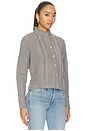 view 2 of 5 Bri Pintuck Top in Mocha Gingham