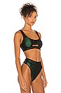 view 2 of 5 Sasha Crop Bikini Top in Black Neon Green