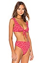 view 3 of 5 Sunset 4 Way Reversible Bikini Top in Fireball Red