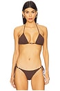 view 1 of 4 x REVOLVE Beaded Ingrid Triangle Bikini Top in Dark Chocolate Leopard Crinkle