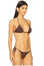 view 2 of 4 x REVOLVE Beaded Ingrid Triangle Bikini Top in Dark Chocolate Leopard Crinkle