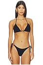 view 1 of 4 Ingrid Ring Triangle Bikini Top in Black Shimmer