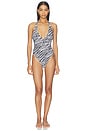 view 1 of 5 Andrea Reversible One Piece in Coconut Zebra & Black Bare