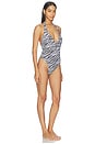 view 3 of 5 Andrea Reversible One Piece in Coconut Zebra & Black Bare