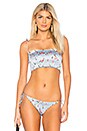 view 1 of 4 Blanche Shirred Satin Crop Bikini Top in Silver Fox