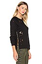view 2 of 4 Side Zip Distressed Sweatshirt in Black
