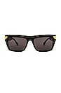 view 1 of 3 Bold Ribbon Rectangular Sunglasses in Shiny Black & Grey