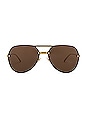 view 1 of 4 Glasant Pilot Sunglasses in Shiny Gold & Brown