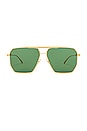 view 1 of 3 Light Ribbon Pilot Sunglasses in Shiny Gold & Green