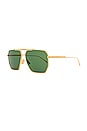 view 2 of 3 Light Ribbon Pilot Sunglasses in Shiny Gold & Green