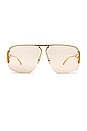 view 1 of 3 Triangle Pilot Sunglasses in Shiny Gold