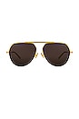 view 1 of 3 Light Ribbon Pilot Sunglasses in Shiny Gold & Solid Grey