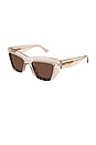 view 2 of 3 Edgy Square Sunglasses in Shiny Transparent Nude