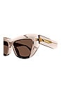 view 3 of 3 Edgy Square Sunglasses in Shiny Transparent Nude