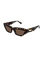 view 2 of 3 LUNETTES DE SOLEIL NARROW CAT EYE in Shiny Spotted Havana