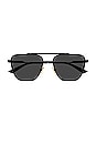 view 1 of 3 Light Ribbon Pilot Sunglasses in Shiny Black