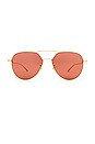 view 1 of 3 LUNETTES DE SOLEIL AVIATOR in Gold & Red