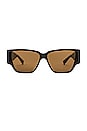 view 1 of 3 Bold Triangle Stud Square Sunglasses in Brown
