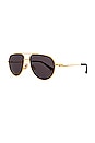 view 2 of 3 Split Pilot Sunglasses in Gold
