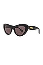 view 2 of 3 Curvy Cat Eye Sunglasses in Black