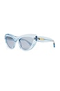 view 2 of 3 Curvy Cat Eye Sunglasses in Light Blue