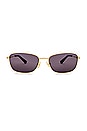 view 1 of 3 Split Rectangular Sunglasses in Gold