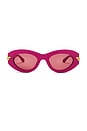 view 1 of 3 Oval Sunglasses in Fuchsia & Red