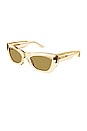 view 2 of 3 Edgy Cat Eye Sunglasses in Shiny Transparent Light Yellow