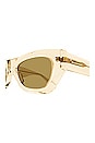 view 3 of 3 Edgy Cat Eye Sunglasses in Shiny Transparent Light Yellow