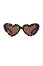 view 1 of 3 Heart Cat Eye Sunglasses in Havana & Brown