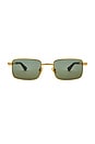 view 1 of 3 Rectangular Sunglasses in Gold & Green