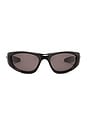 view 1 of 3 Mix Materials Sunglasses in Shiny Black