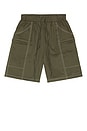 view 1 of 5 Canvas Contrast Shorts in Army Green
