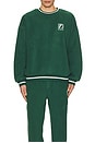 view 4 of 4 Reverse Fleece Grid Sweater in Bottle Green