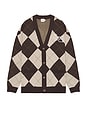 view 1 of 3 Check Wool Grandad Cardigan in Brown