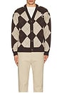 view 3 of 3 Check Wool Grandad Cardigan in Brown