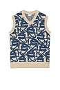 view 1 of 4 Abstract Ocean Vest in Blue & Beige