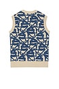 view 2 of 4 Abstract Ocean Vest in Blue & Beige