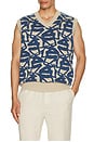 view 3 of 4 Abstract Ocean Vest in Blue & Beige