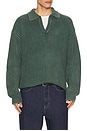 view 1 of 4 Open Collar Acid Wash Knit Sweater in Green