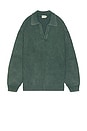 view 4 of 4 Open Collar Acid Wash Knit Sweater in Green