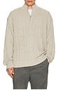 view 1 of 4 Cable Knit Half Zip Sweater in Mid Grey