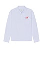 view 4 of 5 Half Button Script Oxford Shirt in Blue